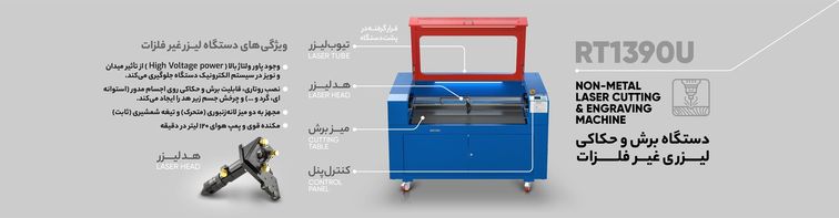 اینفوگرافیک ویژگیهای فنی دستگاه برش لیزری RT1390 با بالاترین کیفیت و دقت برش